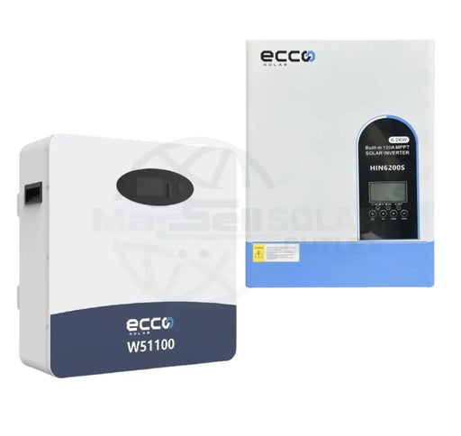 MacSell 6.2KVA ECCO Hybrid Solar Inverter with 48V 5.12KWh lithium battery and six 455W Canadian Solar panels