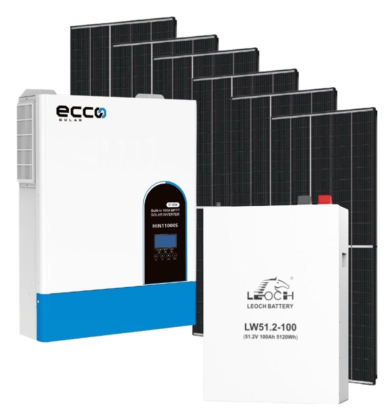 6.2KVA ECCO Hybrid Inverter and Battery 51.2V 5.12 KWH Lithium Battery Plus 6 X 455w Canadian Solar Panels - MacSell Solar Outlet