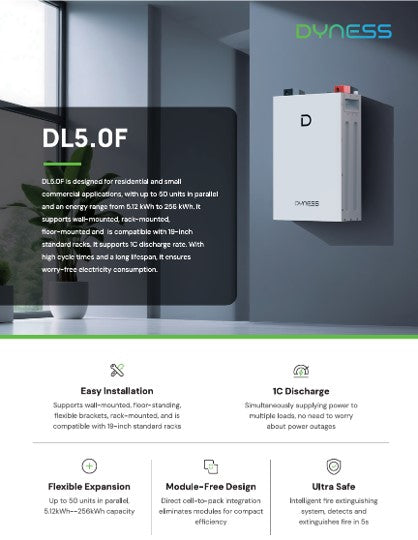DYNESS Lithium Battery DL5.0F 5.12kWh LV Lithium Battery