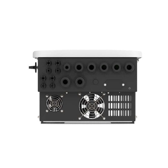 Deye 5KW hybrid inverter with WiFi dongle, compact black device with display screen and connection ports for solar energy systems