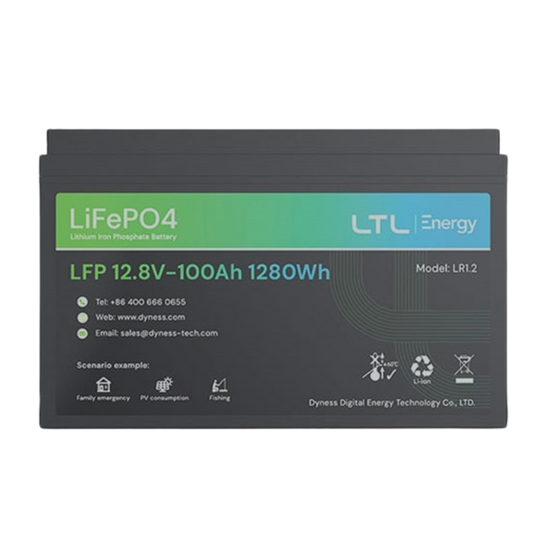 Dyness Lithium Battery 12.8v 100 AH LV  LiFePO4 LR1.2 - MacSell Solar Outlet