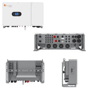 Felicity 50KW 3-phase hybrid inverter by MacSell Solar Outlet, high voltage T-REX-50KHP3G01, shown from multiple angles.