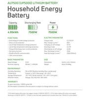 Greenrich 5kWh UP5000 lithium-ion battery by MacSell Solar Outlet, showing the battery's specifications and design features.