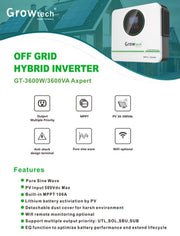 MacSell Solar Outlet 3600W hybrid inverter combo kit with 2.56 kWh lithium battery and three 460W solar panels for renewable energy