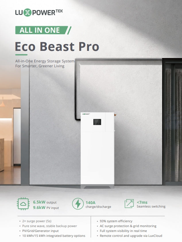 LuxPower Eco Beast Pro  6.5kw Inverter & 15kwh Battery All-In-One Inverter