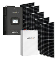 Megatron 5KVA solar inverter and battery combo with 6x JA 620W solar panels and 5.12KW lithium battery for renewable energy.