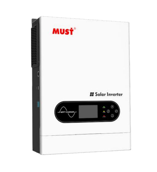 Must 6KW 6000W hybrid inverter from MacSell Solar Outlet, 48V PV18-6048 ECO model, with digital display and connection ports.