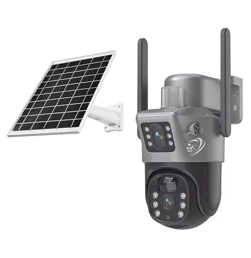 Full HD solar CCTV dual camera with 4G connectivity, weatherproof IP65, by MacSell Solar Outlet.