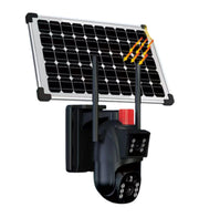 WiFi solar camera SCM002 by MacSell Solar with 8MP waterproof design and five-star rating, mounted outdoors.
