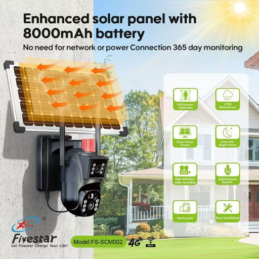 MacSell Solar SCM002 WiFi 8MP waterproof solar security camera with five-star rating and outdoor weatherproof design