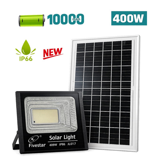 400W solar flood light by MacSell Solar Outlet, featuring durable construction and bright LED illumination for outdoor security.