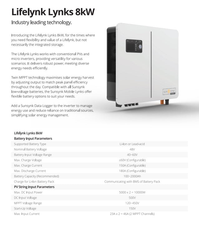Sunsynk 8kW Lynks Hybrid Inverter