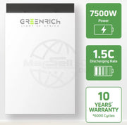Greenrich WM5000 (7500W/4960Wh) 4.95kWh  Lithium Battery Wall Mount - MacSell Solar Outlet