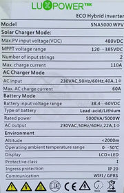 LuxPower 5kW Inverter – SNA5000 Hybrid Inverter - solar